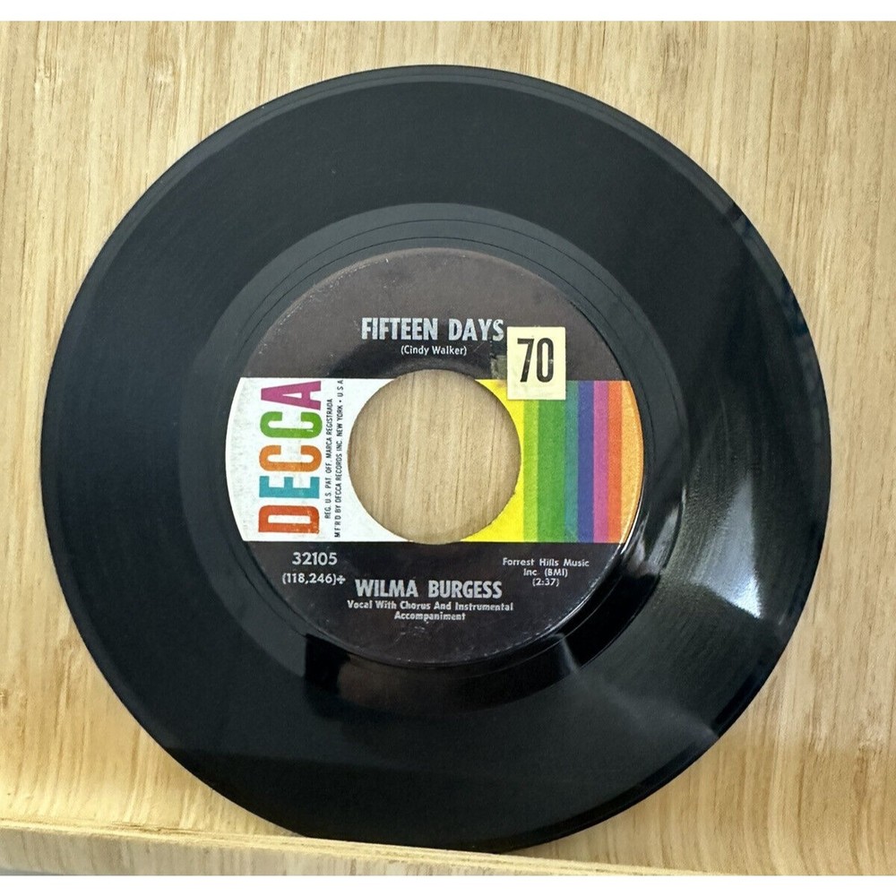 WILMA BURGESS Two Little Rivers Of Tears / Fifteen Days DECCA 32105 VINYL 45 7"